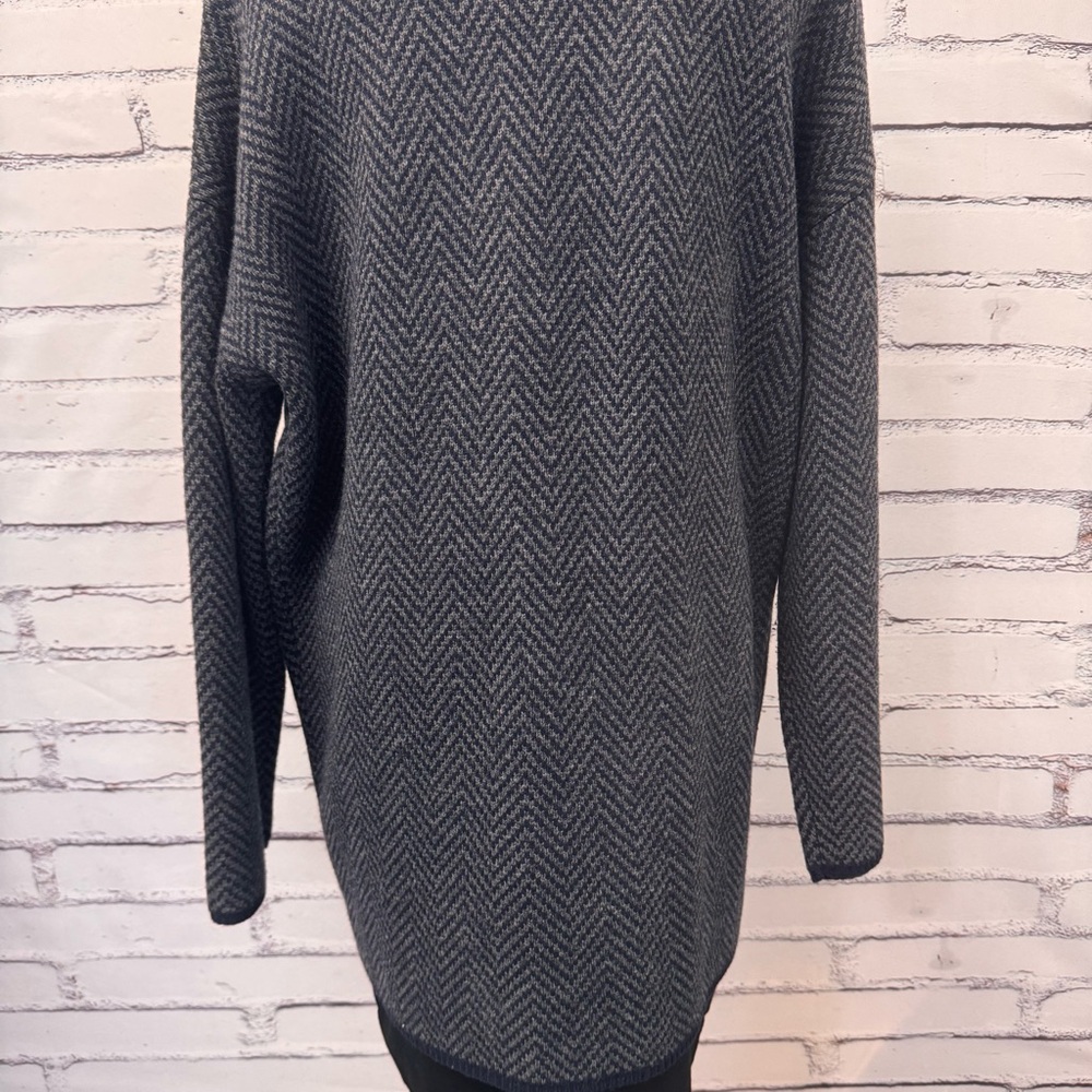 Madewell Merino Wool Blend Herringbone Coat Womens Small Oversized Cocoon Gray - Picture 6 of 16